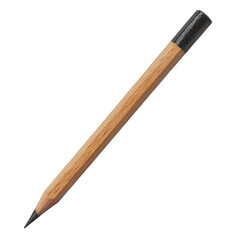 A wooden pencil with a sharpened tip and a black end, displaying a natural finish and simple design, Transparent Background.