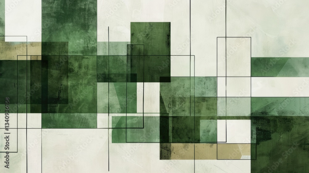Poster the abstract picture of the green square repetitive pattern polygon geometry in the background, geom