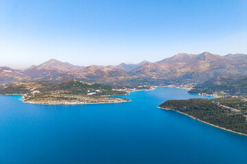 Aerial panorama view of a small town Slano, near Dubrovnik, Dalmatia region, Croatia 