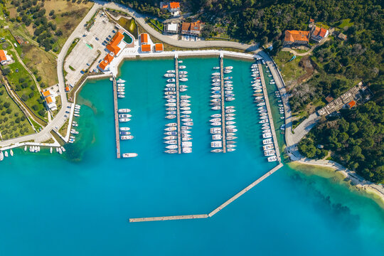 Aerial view of a Marina Slano, near Dubrovnik, Dalmatia region, Croatia 