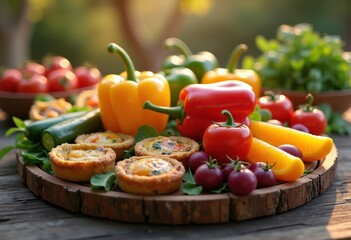 vibrant colorful appetizer platter fresh seasonal featuring brightly colored vegetables tantalizing bites any occasion, ingredients, fruits, display