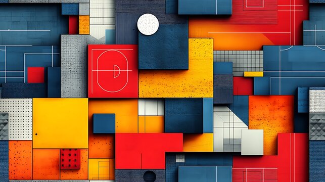 Collage of basketball courts, football fields, and tennis courts forming an energetic pattern that symbolizes the diversity and unity of sports culture ::2 athletic fusion, global sports, vibrant  - Powered by Adobe