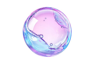 A vibrant, iridescent soap bubble displaying a mix of colors and fluid shapes, Transparent Background.