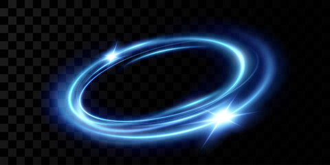 Neon blue magic circle. Futuristic light circle for background. Light frame. Vector. Magic portal.