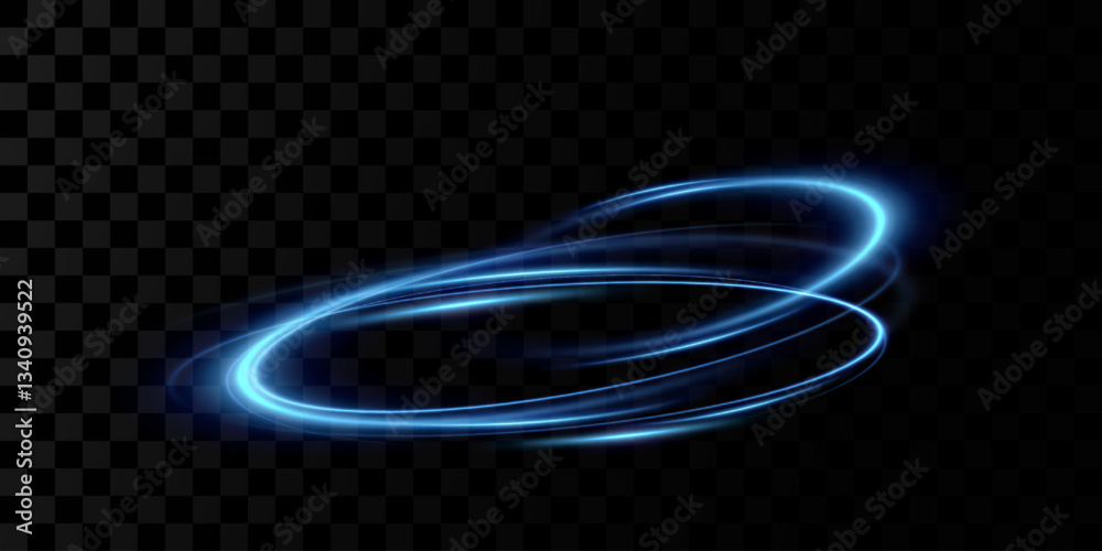 Wall mural neon blue magic circle. futuristic light circle for background. light frame. vector. magic portal.