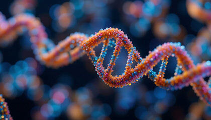 Colorful DNA structure, 3D rendering illustration