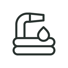 Garden hose for watering line icon, watering plants vector symbol with editable stroke