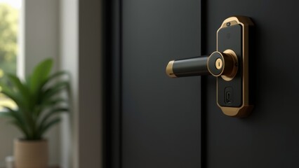 Smart Lock On A Black Door
