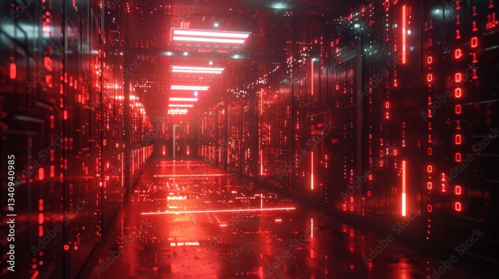 Poster exploring data centers with advanced security protocols for malware protection