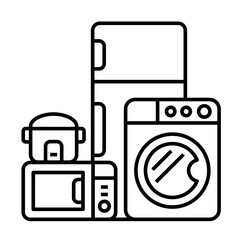 Home appliance line icon on transparent background. Shopping Mall, Houseware, Electric Appliance related vector illustration.