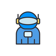 Astronaut colored icons, minimalist vector illustration ,simple transparent graphic element .Isolated on white background