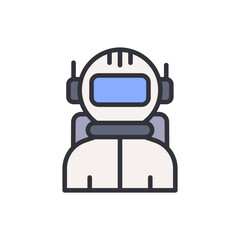 Astronaut colored icons, minimalist vector illustration ,simple transparent graphic element .Isolated on white background