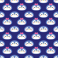 Obraz premium Cute Penguin Vector Seamless Pattern Digital Paper for Children's Nursery, Baby Shower Invitations, Winter-Themed Crafts, Scrapbooking, Wrapping Paper, Fabric Prints, and More