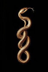 Obraz premium A golden snake coiled on a dark background