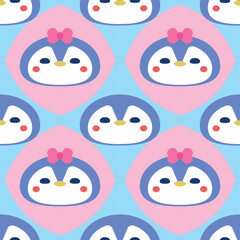 Cute Penguin Vector Seamless Pattern Digital Paper for Children's Nursery, Baby Shower Invitations, Winter-Themed Crafts, Scrapbooking, Wrapping Paper, Fabric Prints, and More