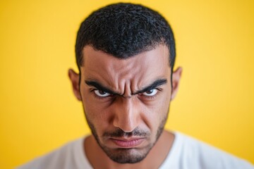 Obraz premium A close-up shot of a man showing surprise or astonishment, possibly in response to unexpected news or events