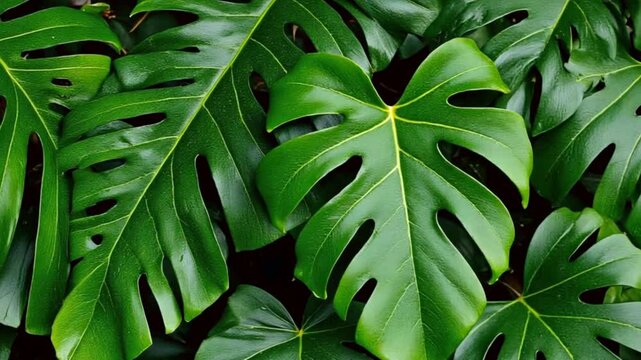 Greenery palms idea. Vibrant green tropical leaves create a lush and refreshing natural backdrop. Lush Tropical Greenery Background