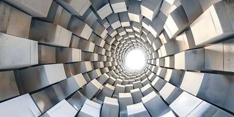 Naklejka premium Abstract Tunnel of Cubes: A 3D Digital Art Creation