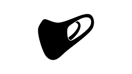 Protective medical face mask, black  isolated silhouette