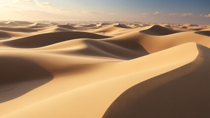 Sand dunes exhibit graceful and expansive curves that emphasize their organic shapes gentle surfaces and serene and eternal atmosphere