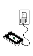 スマートフォンを充電するイラスト