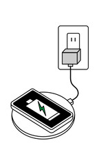 スマートフォンをワイヤレス充電するイラスト