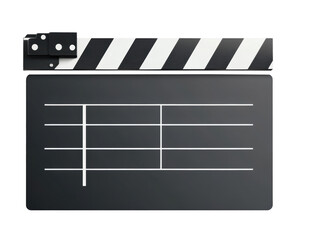 Fototapeta premium Clapperboard ready for filming at a studio set on a transparent background, cut out