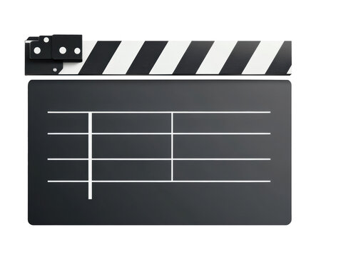 Clapperboard ready for filming at a studio set on a transparent background, cut out