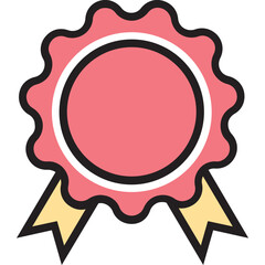 Award Badge Icon – Colored Outline Symbol for Achievement and Recognition