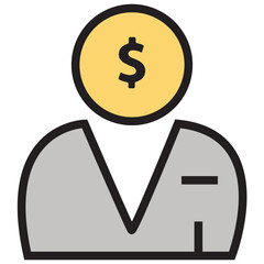 Businessman Icon – Colored Outline Symbol for Corporate and Professional Representation