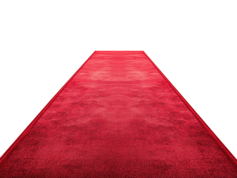 Red carpet leading the way to a special event or celebration venue on a transparent background, cut out