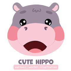 Cute hippo baby hippo smiling character cartoon vector illustration