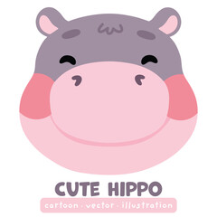 Cute hippo baby hippo smiling character cartoon vector illustration