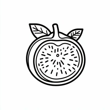 black and white passion fruit drawing clip art preview