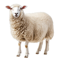 Fototapeta premium Charming White Sheep Against Black Background on white background