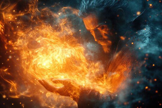 Explosive cosmic event with fiery nebula and intense energy