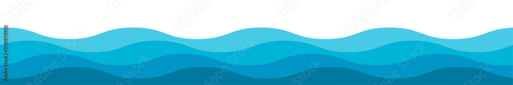 Poster seamless sea or ocean waves pattern. abstract water wave background. blue wavy vector texture.