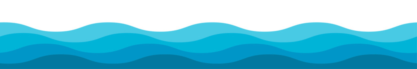 Fototapeta premium Seamless sea or ocean waves pattern. Abstract water wave background. Blue wavy vector texture.