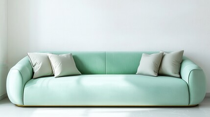 Modern living room interior with mint green sofa on the white wall in living room- 3D rendering