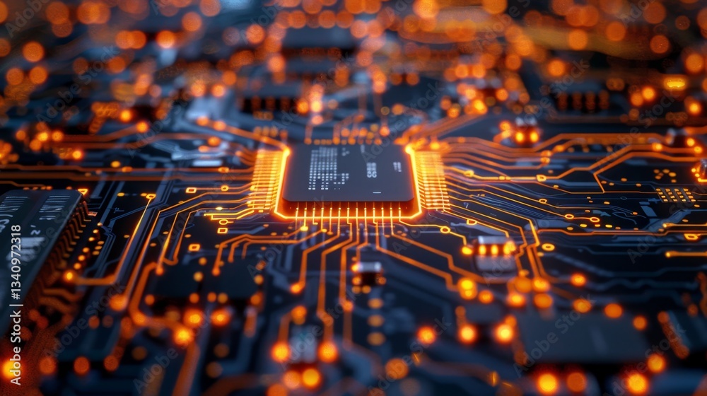 Poster detailing a circuit board with key components for malware detection and data protection