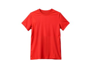 A vibrant red t-shirt isolated on a transparent background, perfect for branding and apparel mockups. Generative AI