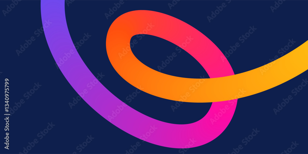 Wall mural wavy gradient shapes on dark background. background with colored squiggles gradient lines design for