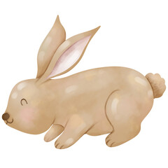 Watercolor hand drawn Easter theme bunny cartoon