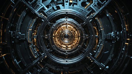 Obraz premium Intricate Inner Workings of a Precision Engineered Circular Mechanism, Revealing Complex Gears and Components for Industrial or Technological Applications