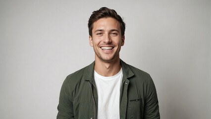 miling Young Caucasian Professional Man on a Solid Background, Suitable for Business, Profile Pictures, and Online Presence