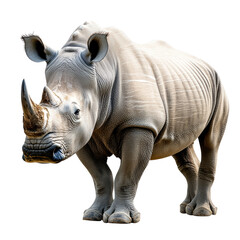 Fototapeta premium Majestic White Rhinoceros Against a Black Background