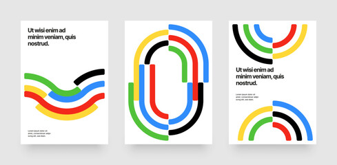 Template with abstract running track for competition, championship or sports event. Colorful lines design for cover, poster, or background.