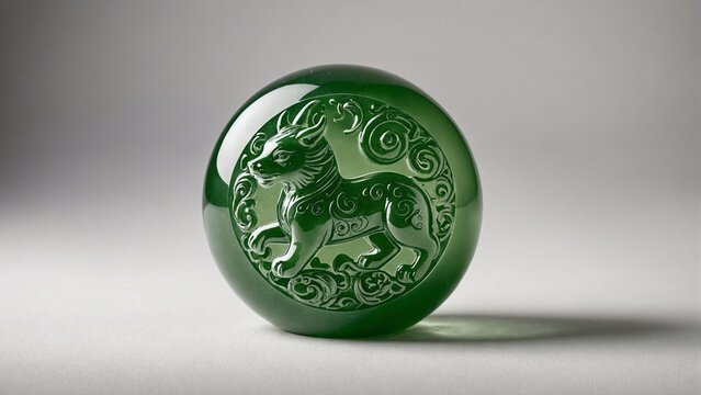 Carved Green Jade Pixiu Pendant for Feng Shui, Symbol of Wealth, Good Fortune, and Protection in Chinese Culture