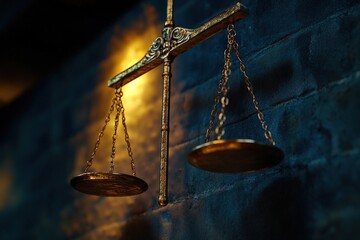 Antique golden scales of justice