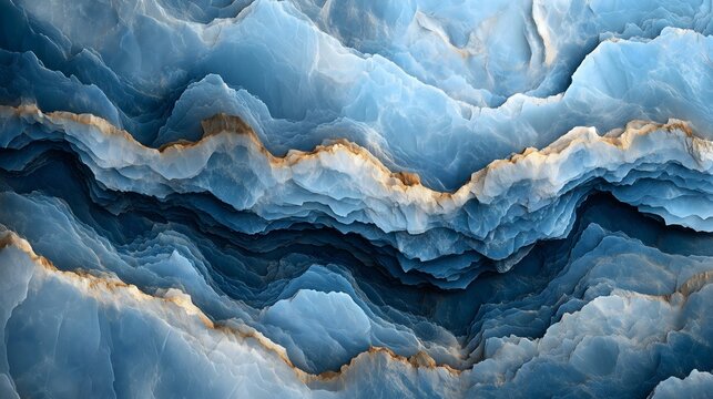 Smooth quartzite texture with layered blue and gold hues for stylish backgrounds and wallpapers